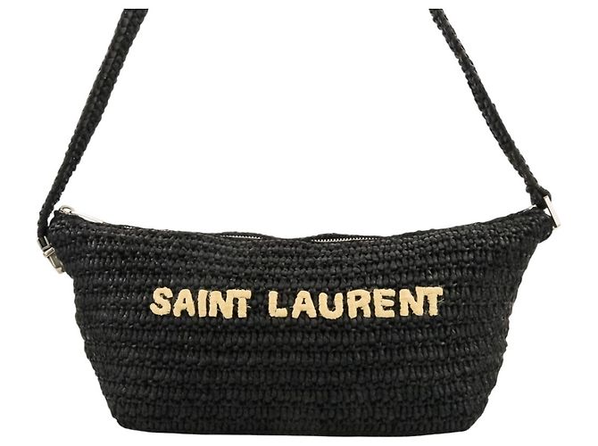 Borsa a Spalla Yves Saint Laurent Le Raffia Nero - vista 2