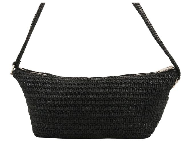 Borsa a Spalla Yves Saint Laurent Le Raffia Nero - vista 3