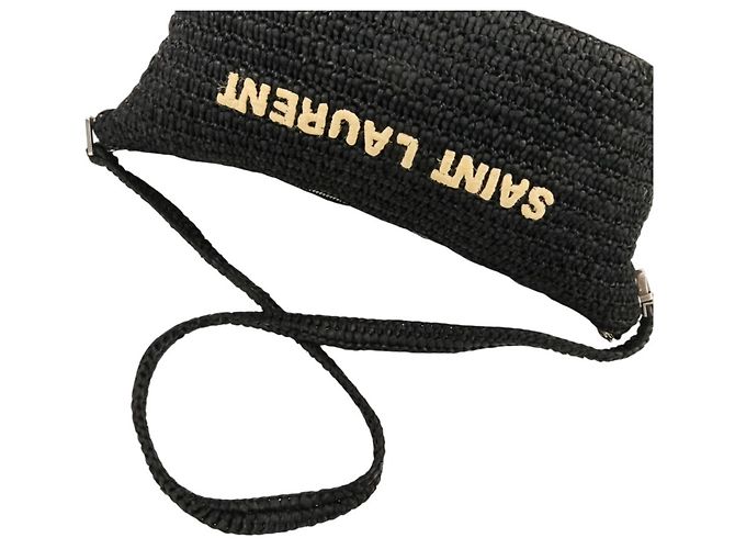 Borsa a Spalla Yves Saint Laurent Le Raffia Nero - vista 6