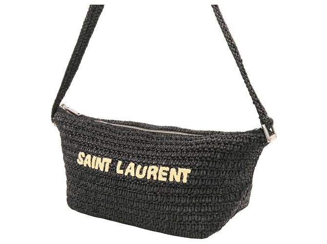 Borsa a Spalla Yves Saint Laurent Le Raffia Nero - vista 7