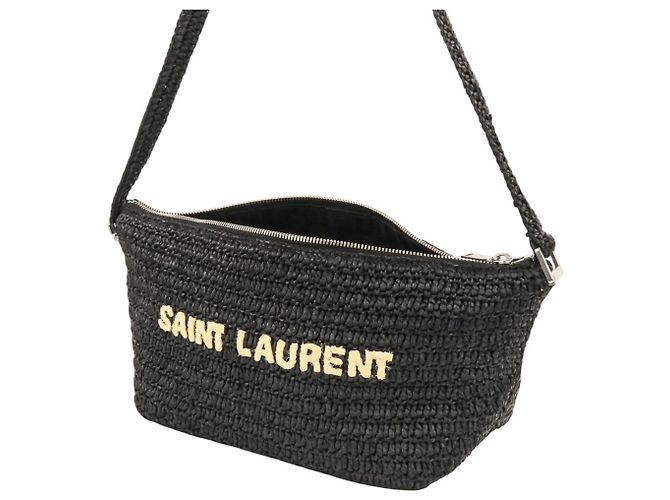 Borsa a Spalla Yves Saint Laurent Le Raffia Nero - vista 8
