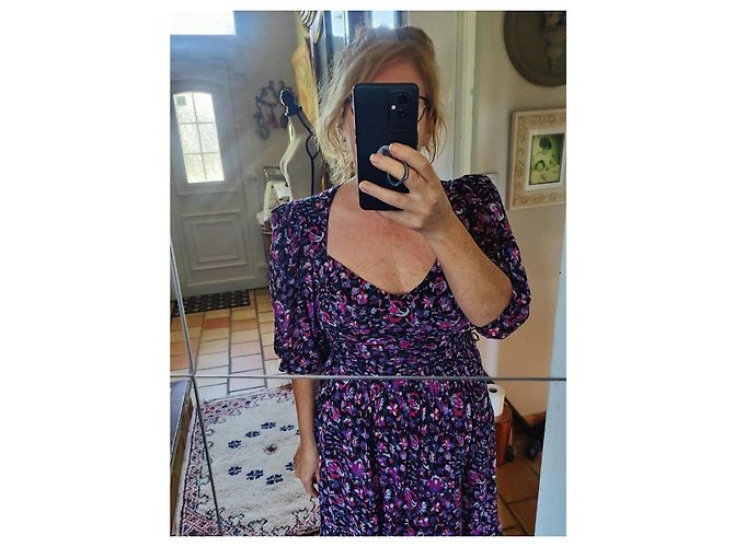 Isabel Marant Maxikleid mit bunter Blumenprint Pink Lila Marineblau - Ansicht 2