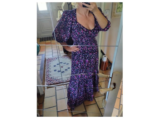 Isabel Marant Maxikleid mit bunter Blumenprint Pink Lila Marineblau - Ansicht 3
