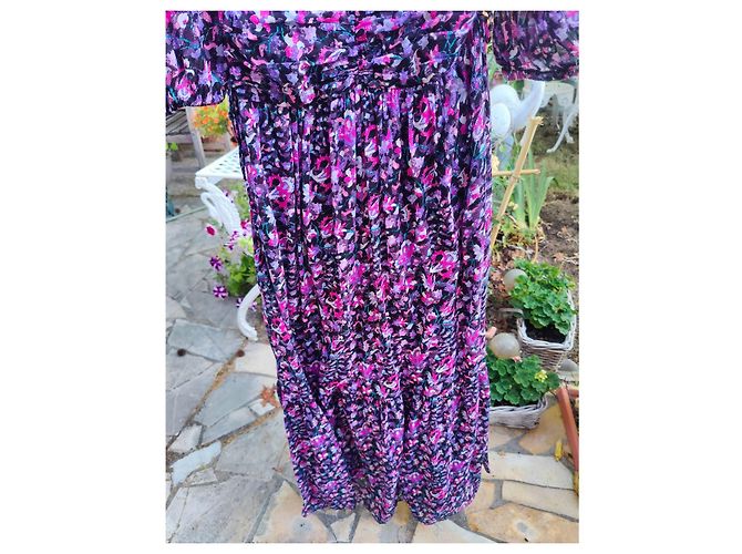 Isabel Marant Maxikleid mit bunter Blumenprint Pink Lila Marineblau - Ansicht 7