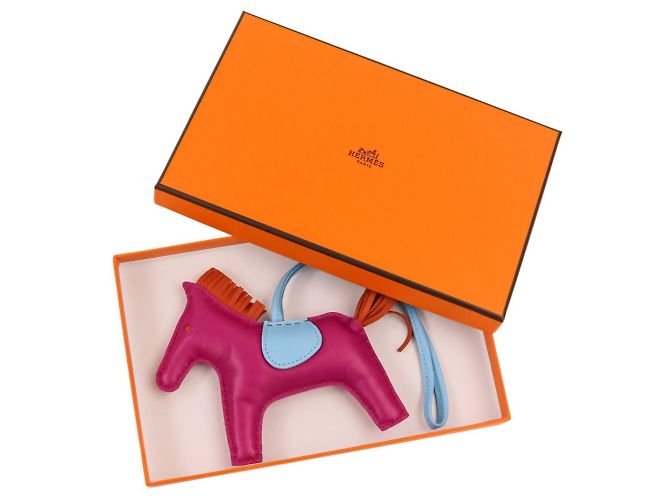 Hermès HERMES Rodeo MM Leder Accessoire Taschenanhänger Lila Hellblau - Ansicht 13
