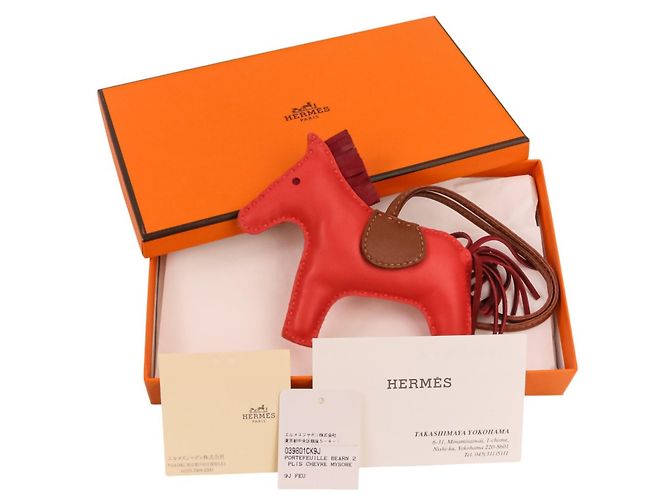 Hermès Hermes Rodeo MM Accessorio in Pelle Charm per Borsa Rosa Rosso - vista 15
