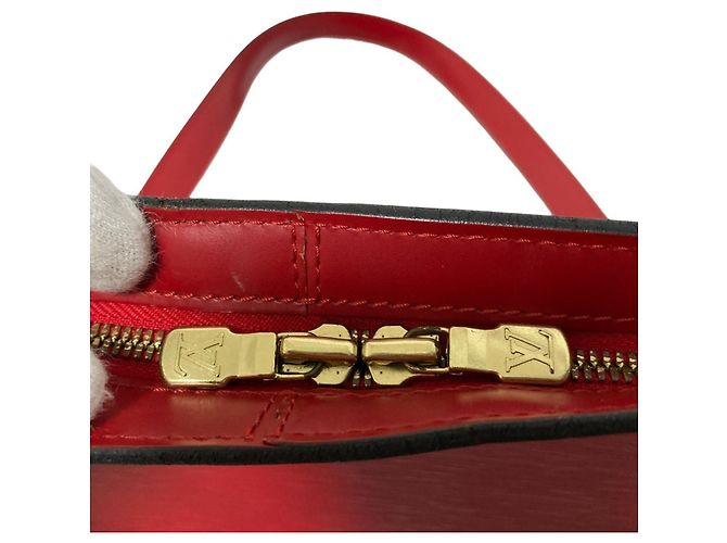 Louis Vuitton Epi Leder Lussac Tote Tasche Rot - Ansicht 18