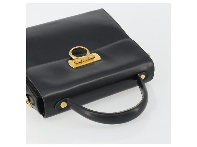 Borsa Salvatore Ferragamo Gancini in pelle nera e oro Auth 191365 Nero D'oro - vista 6