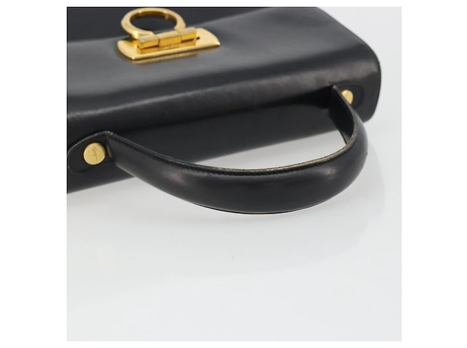 Borsa Salvatore Ferragamo Gancini in pelle nera e oro Auth 191365 Nero D'oro - vista 7