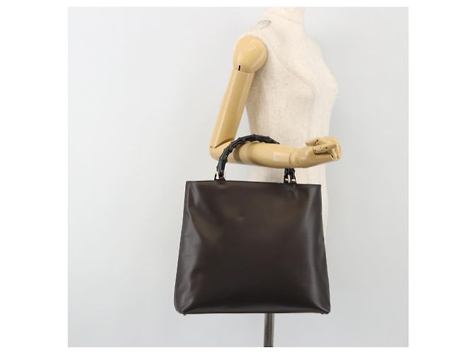 Borsa a mano GUCCI Bamboo in pelle marrone oro 002 0505 Auth bs35974 D'oro - vista 22