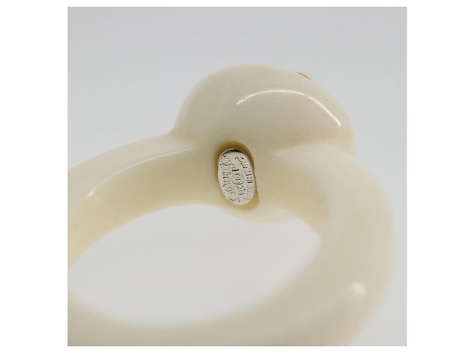 Anello CHANEL in plastica bianca CC Auth ar14031 Bianco - vista 6