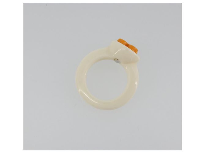 Anello CHANEL in plastica bianca CC Auth ar14031 Bianco - vista 8