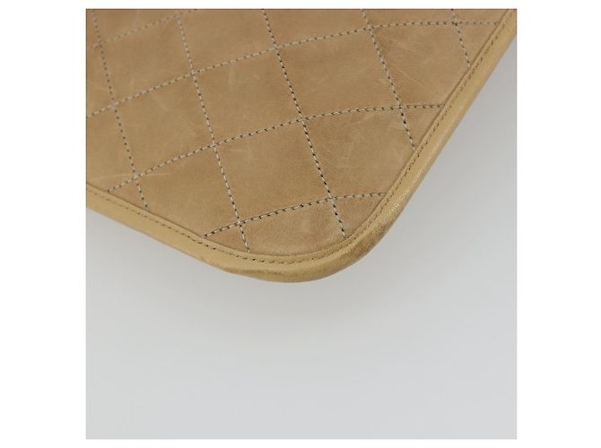 CHANEL Matelasse Chain Shoulder Bag Lamb Skin Beige Gold CC Auth 190888 D'oro - vista 16