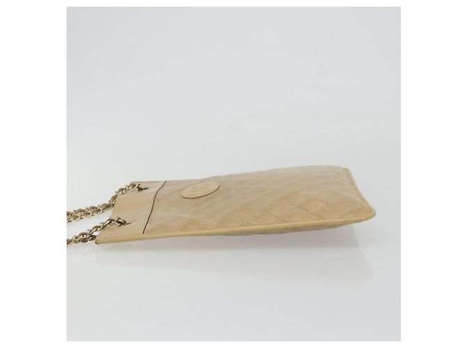 CHANEL Matelasse Chain Shoulder Bag Lamb Skin Beige Gold CC Auth 190888 D'oro - vista 4