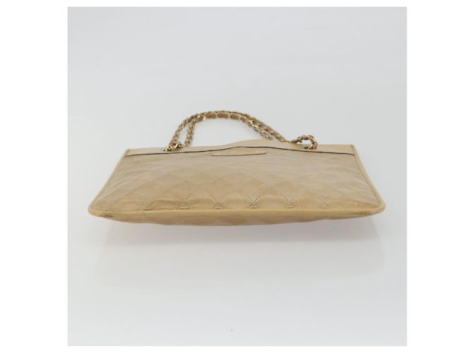 CHANEL Matelasse Chain Shoulder Bag Lamb Skin Beige Gold CC Auth 190888 D'oro - vista 5