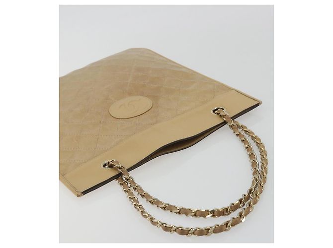 CHANEL Matelasse Chain Shoulder Bag Lamb Skin Beige Gold CC Auth 190888 D'oro - vista 6