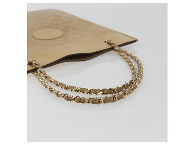 CHANEL Matelasse Chain Shoulder Bag Lamb Skin Beige Gold CC Auth 190888 D'oro - vista 7