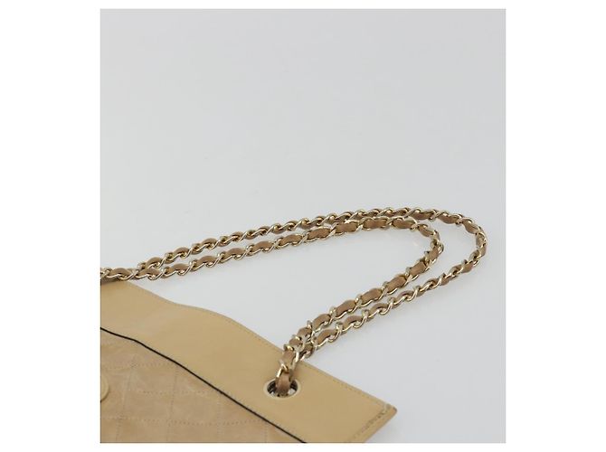 CHANEL Matelasse Chain Shoulder Bag Lamb Skin Beige Gold CC Auth 190888 D'oro - vista 8