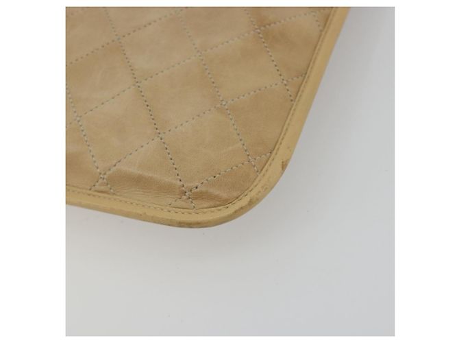 CHANEL Matelasse Chain Shoulder Bag Lamb Skin Beige Gold CC Auth 190888 D'oro - vista 9