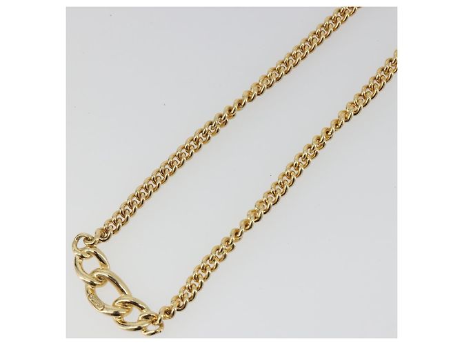 Collana Christian Dior con strass metallizzato color oro Auth ka5106 - vista 10