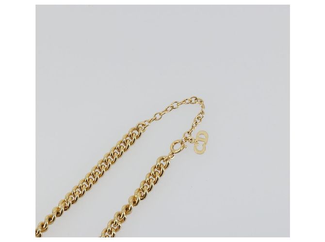 Collana Christian Dior con strass metallizzato color oro Auth ka5106 - vista 12