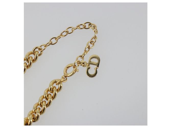 Collana Christian Dior con strass metallizzato color oro Auth ka5106 - vista 13