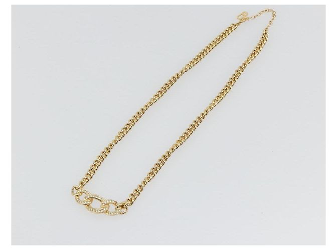Collana Christian Dior con strass metallizzato color oro Auth ka5106 - vista 2