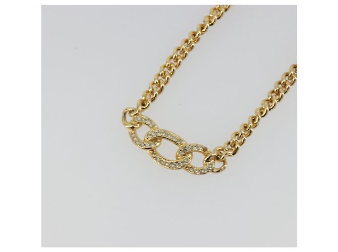 Collana Christian Dior con strass metallizzato color oro Auth ka5106 - vista 3