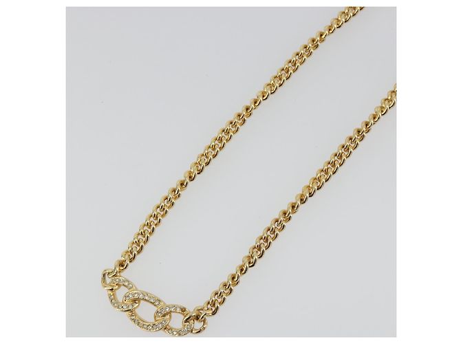 Collana Christian Dior con strass metallizzato color oro Auth ka5106 - vista 4