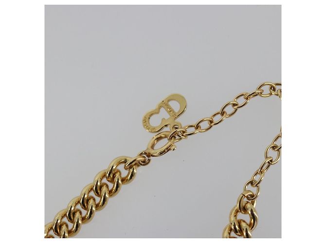 Collana Christian Dior con strass metallizzato color oro Auth ka5106 - vista 7
