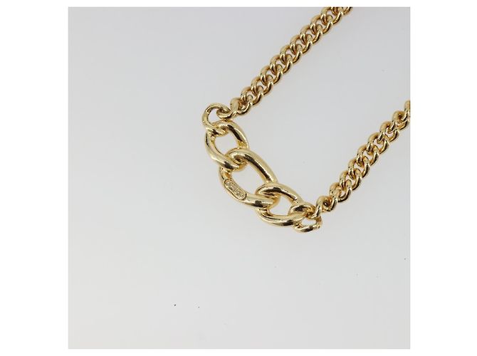 Collana Christian Dior con strass metallizzato color oro Auth ka5106 - vista 9