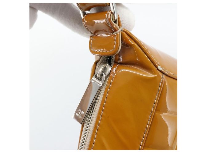 CHANEL Choco Bar Line Shoulder Bag Piel Charlatan Marrón Plata CC Auth mr2768 Castaño - vista 10