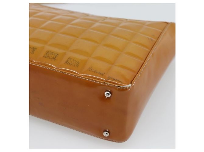 CHANEL Choco Bar Line Shoulder Bag Piel Charlatan Marrón Plata CC Auth mr2768 Castaño - vista 17