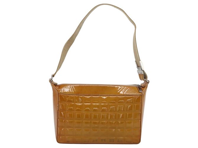 CHANEL Choco Bar Line Shoulder Bag Piel Charlatan Marrón Plata CC Auth mr2768 Castaño - vista 2