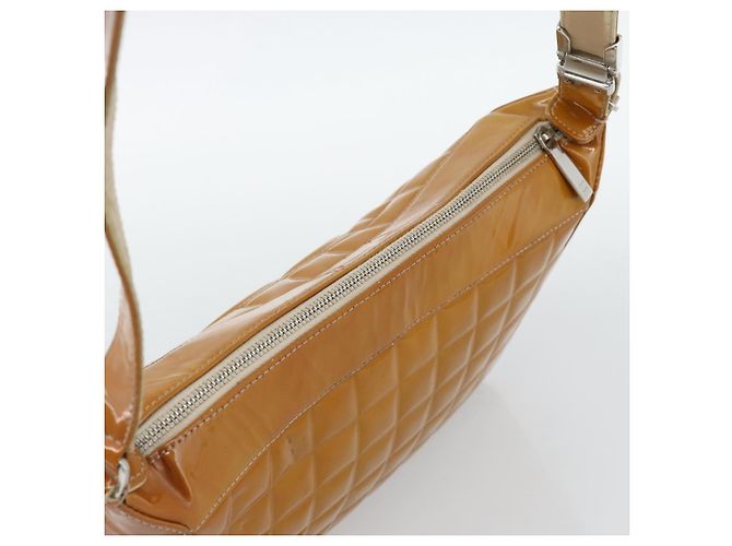 CHANEL Choco Bar Line Shoulder Bag Piel Charlatan Marrón Plata CC Auth mr2768 Castaño - vista 6