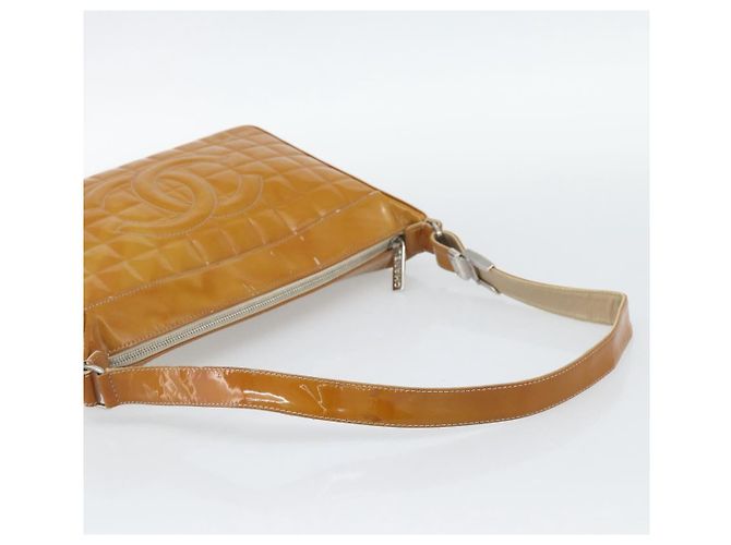 CHANEL Choco Bar Line Shoulder Bag Piel Charlatan Marrón Plata CC Auth mr2768 Castaño - vista 7