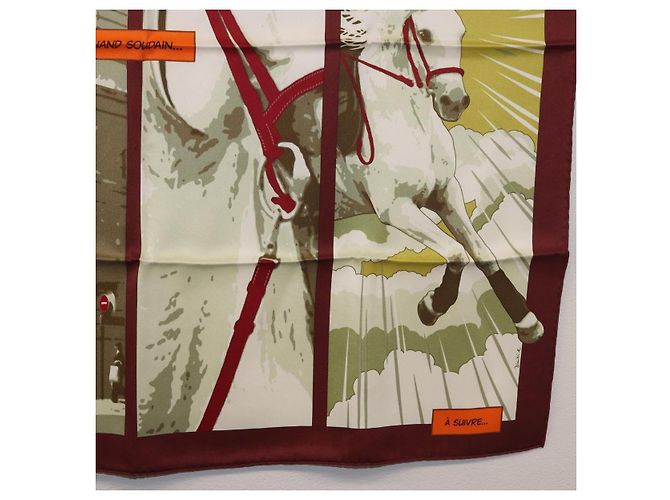 Hermès HERMES Carré 70 Sciarpa "QUAND SOUDAIN" Seta Rossa Auth 190192M Rosso - vista 10