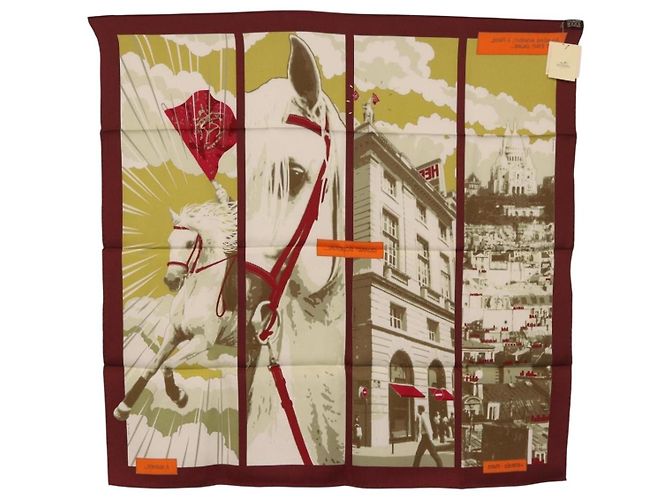 Hermès HERMES Carré 70 Sciarpa "QUAND SOUDAIN" Seta Rossa Auth 190192M Rosso - vista 13