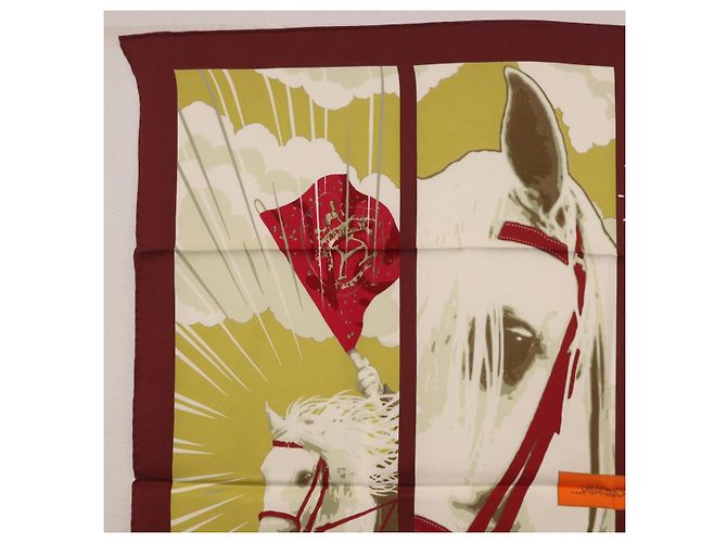 Hermès HERMES Carré 70 Sciarpa "QUAND SOUDAIN" Seta Rossa Auth 190192M Rosso - vista 14