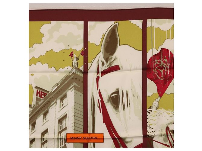 Hermès HERMES Carré 70 Sciarpa "QUAND SOUDAIN" Seta Rossa Auth 190192M Rosso - vista 3