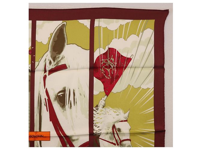 Hermès HERMES Carré 70 Sciarpa "QUAND SOUDAIN" Seta Rossa Auth 190192M Rosso - vista 4