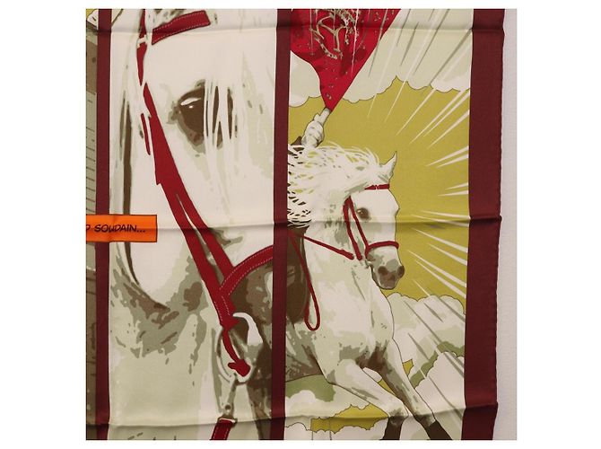 Hermès HERMES Carré 70 Sciarpa "QUAND SOUDAIN" Seta Rossa Auth 190192M Rosso - vista 7