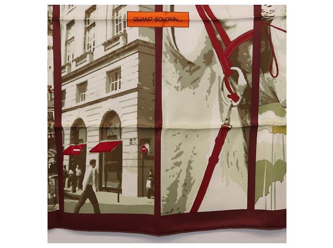 Hermès HERMES Carré 70 Sciarpa "QUAND SOUDAIN" Seta Rossa Auth 190192M Rosso - vista 9
