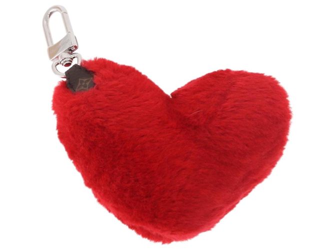 LOUIS VUITTON Charm per borsa Monogram LV Lucky Heart Rosso Argento M03171 Auth 191543SM Monogramma - vista 6