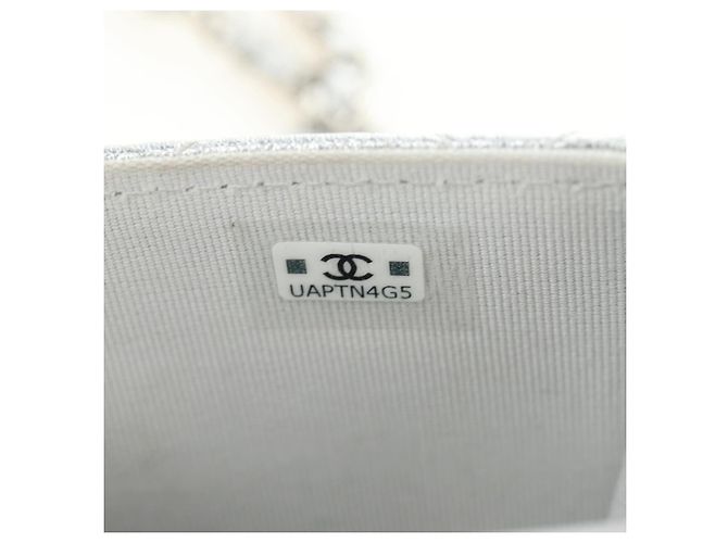 CHANEL Matelasse Chain Shoulder Bag Lamb Skin Silver CC Auth 190674SAM Argento - vista 12