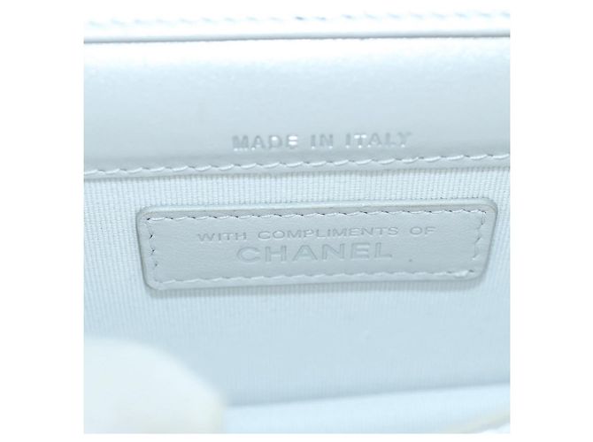 CHANEL Matelasse Chain Shoulder Bag Lamb Skin Silver CC Auth 190674SAM Argento - vista 21