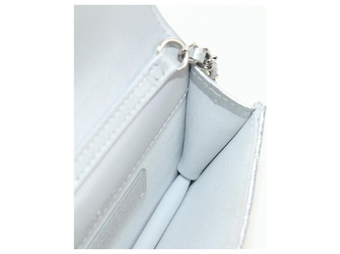 CHANEL Matelasse Chain Shoulder Bag Lamb Skin Silver CC Auth 190674SAM Argento - vista 22