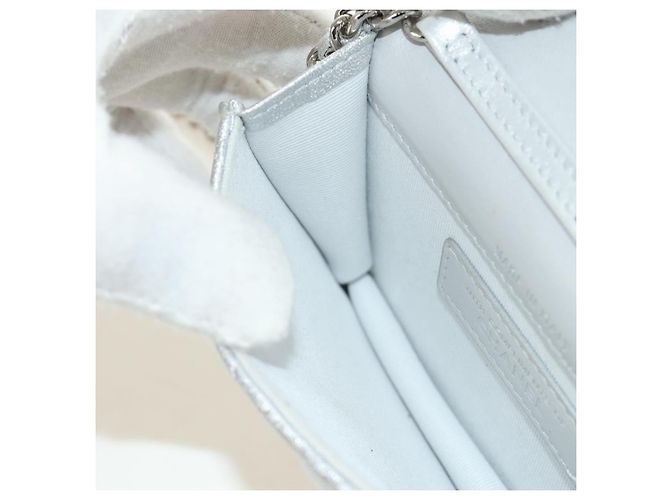 CHANEL Matelasse Chain Shoulder Bag Lamb Skin Silver CC Auth 190674SAM Argento - vista 23