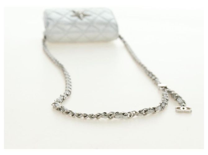 CHANEL Matelasse Chain Shoulder Bag Lamb Skin Silver CC Auth 190674SAM Argento - vista 7