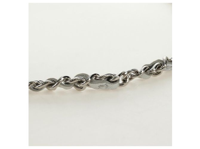 CHANEL Matelasse Chain Shoulder Bag Lamb Skin Silver CC Auth 190674SAM Argento - vista 8